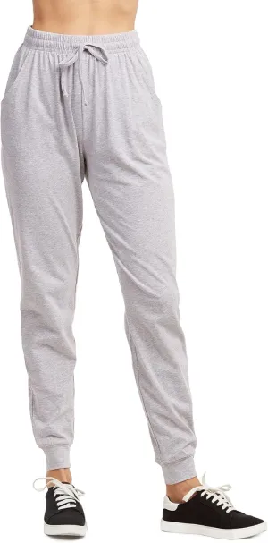 Wome's Jersey Cotton Jogger Pants with Side Pockets for Yoga Running Workout