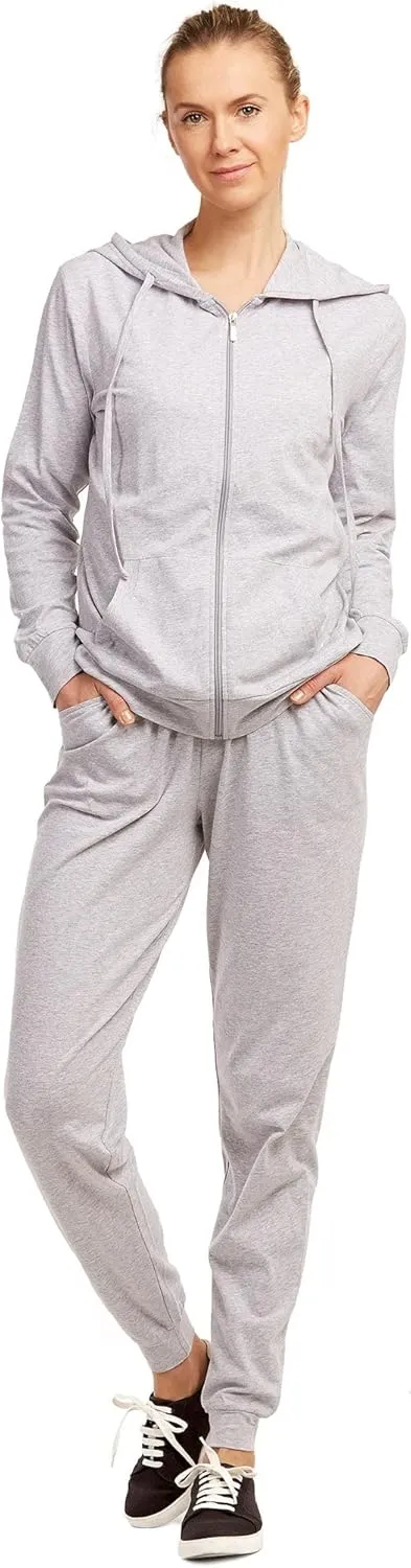 Wome's Jersey Cotton Jogger Pants with Side Pockets for Yoga Running Workout