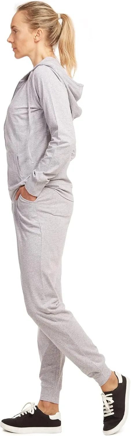 Wome's Jersey Cotton Jogger Pants with Side Pockets for Yoga Running Workout