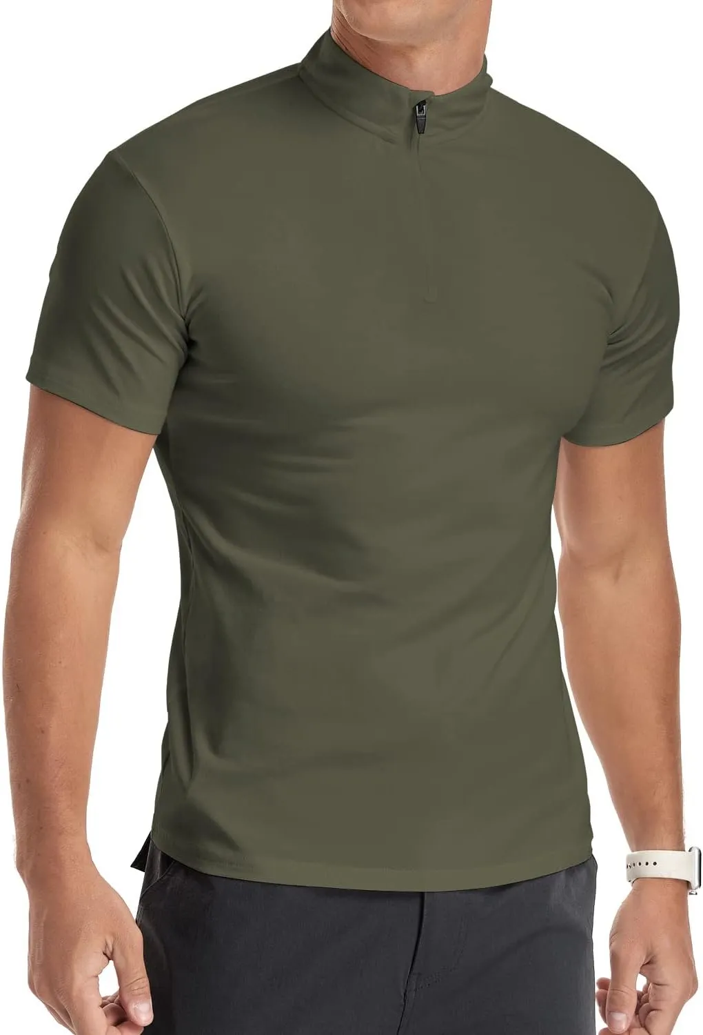 YTD Men's Long/Short Sleeve Polo Shirts Quarter-Zip Casual Slim Fit Mock Neck Basic Designed Cotton Shirts