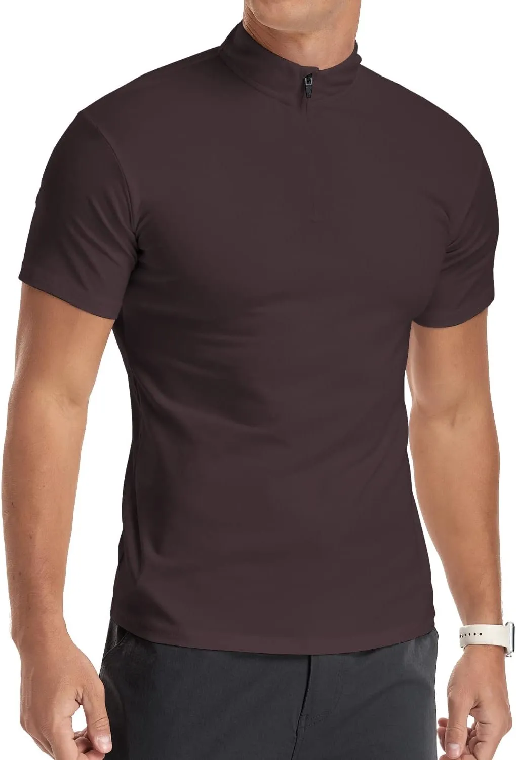 YTD Men's Long/Short Sleeve Polo Shirts Quarter-Zip Casual Slim Fit Mock Neck Basic Designed Cotton Shirts